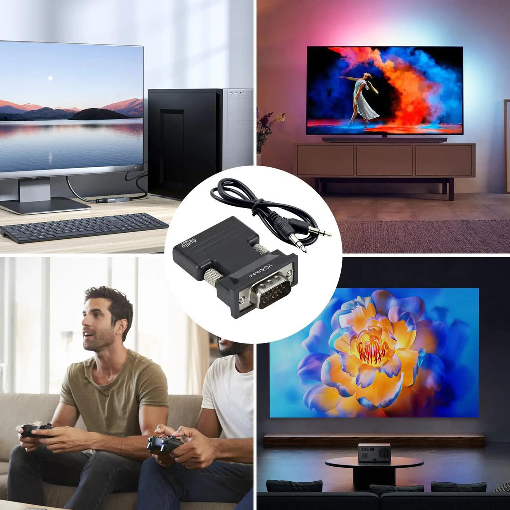HDMI to VGA Adapter 1080P with 3.5mm Audio – Laptop & Projector