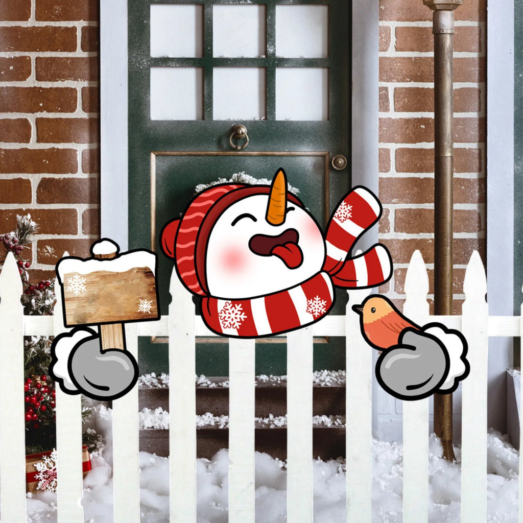Santa Claus Fence Peeks Christmas Outdoor Decoration Set