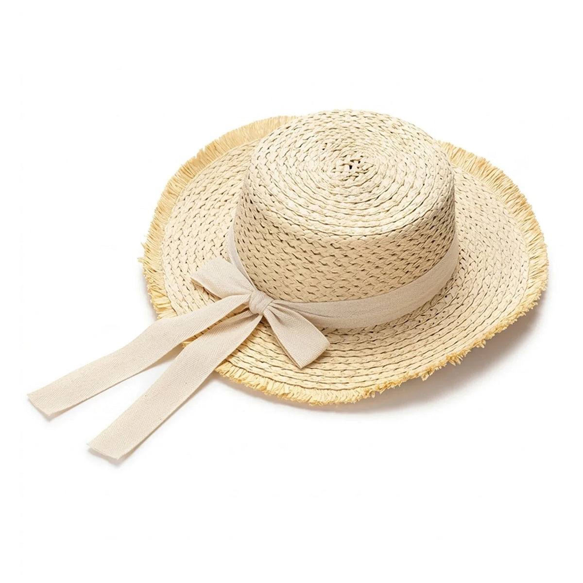 Women's Wide Brim Raffia Straw Sun Hat with Bow | Beach Hat