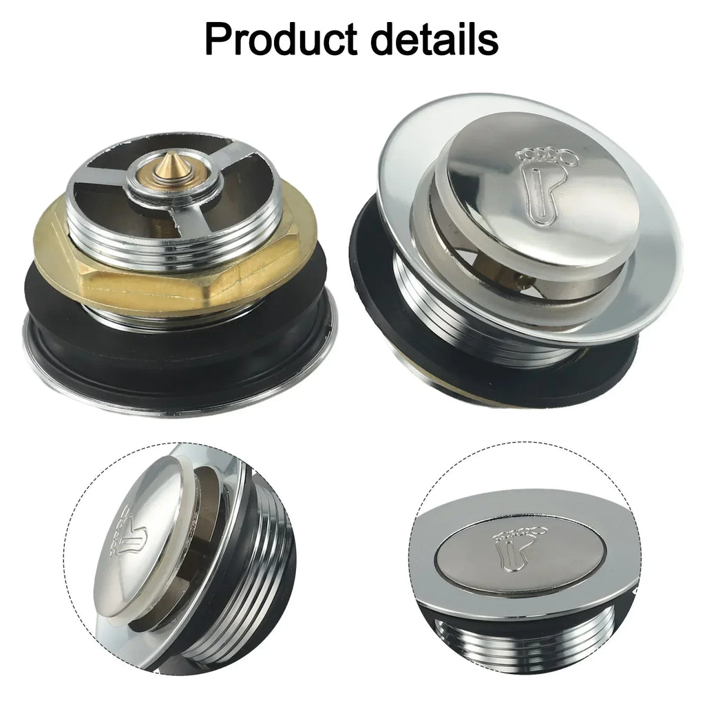 Brass Push-Button Bathtub Pop-Up Drain | Tub Replacement Part