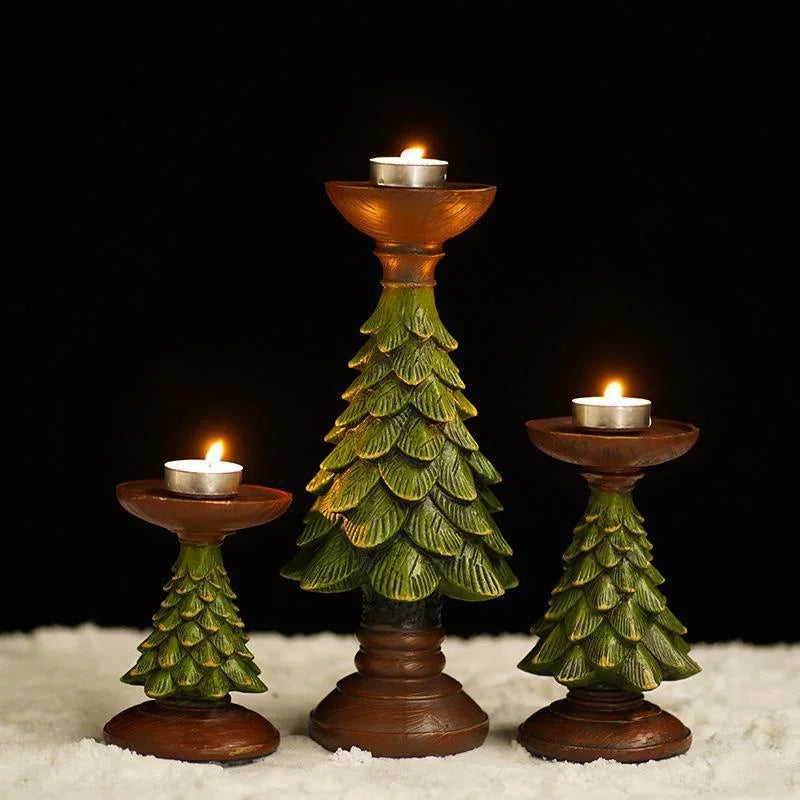 Christmas Tree Candle Holder – Resin Festive Candlestick Decor