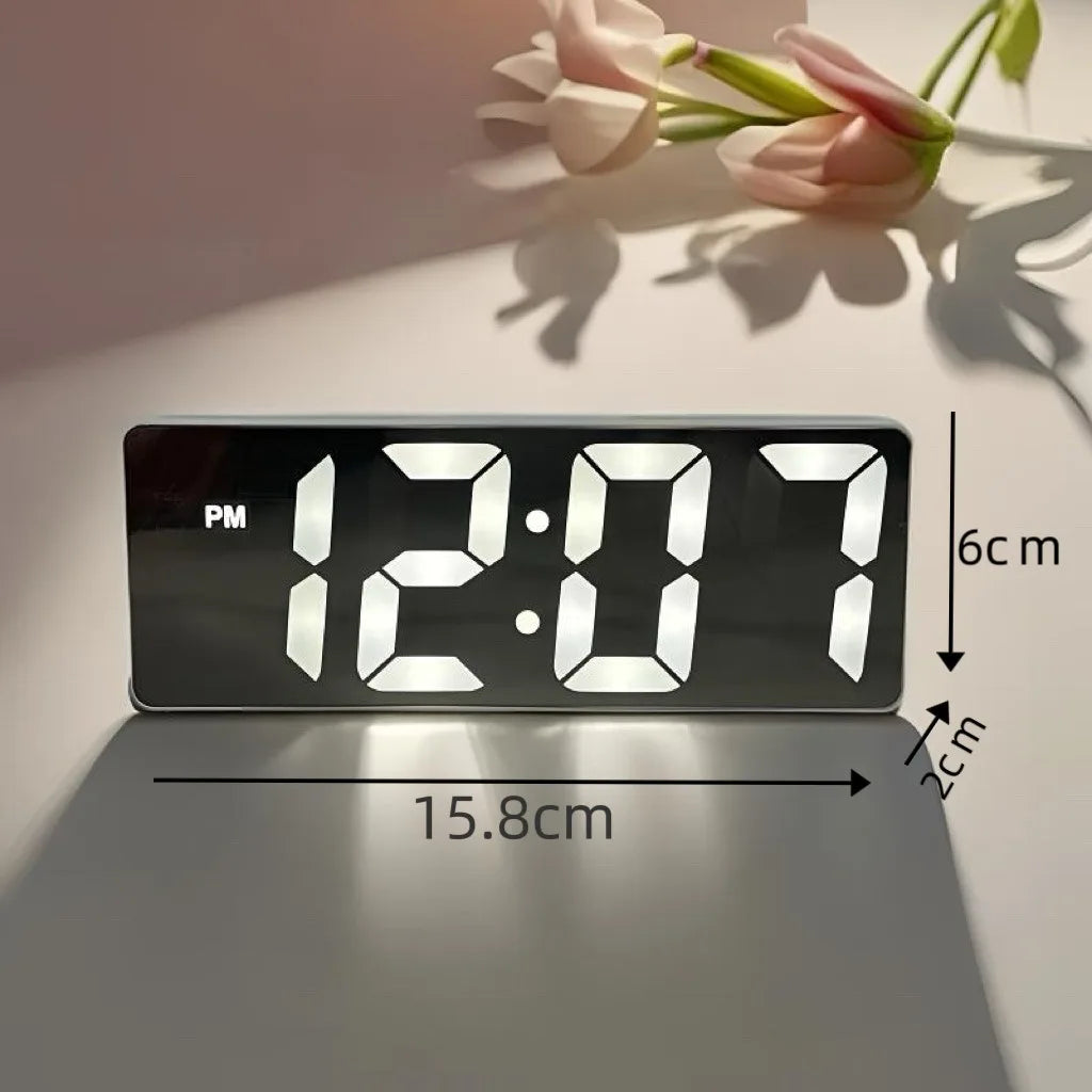 LED Digital Wall Clock | Mirror Display, Dual Alarm & Auto Dim