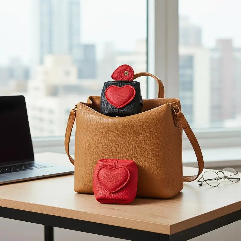 Genuine Leather Mini Coin Purse | Square Jewelry & Cosmetic Pouch