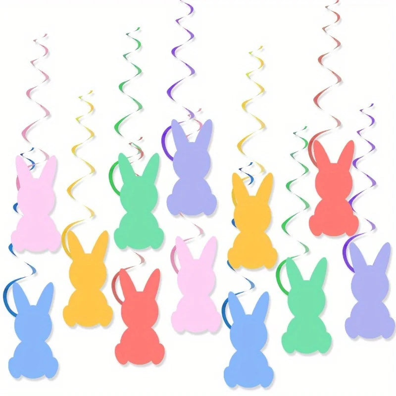 Easter Party Decoration Set – Bunny Flag & Flower Pull Banner