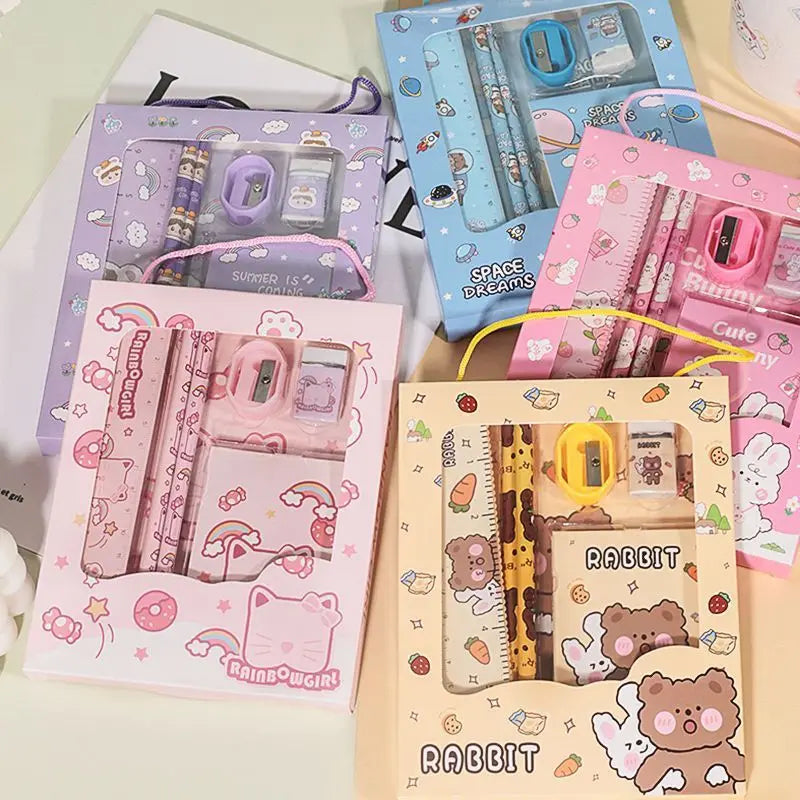 Stationery School Students Six-piece Box Pencil Eraser Supplies