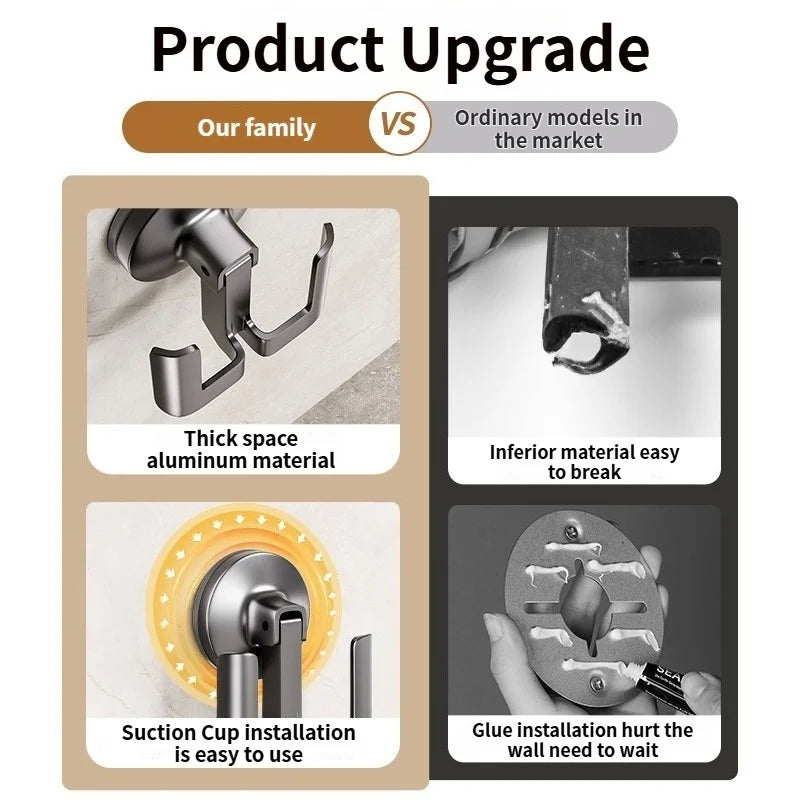 Drill-Free Suction Cup Bathroom Shelf & Wall Hook Rack