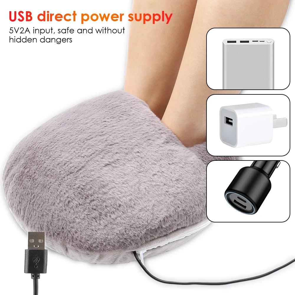 USB Electric Foot Warmer Pad – Plush Heated Desk Mat