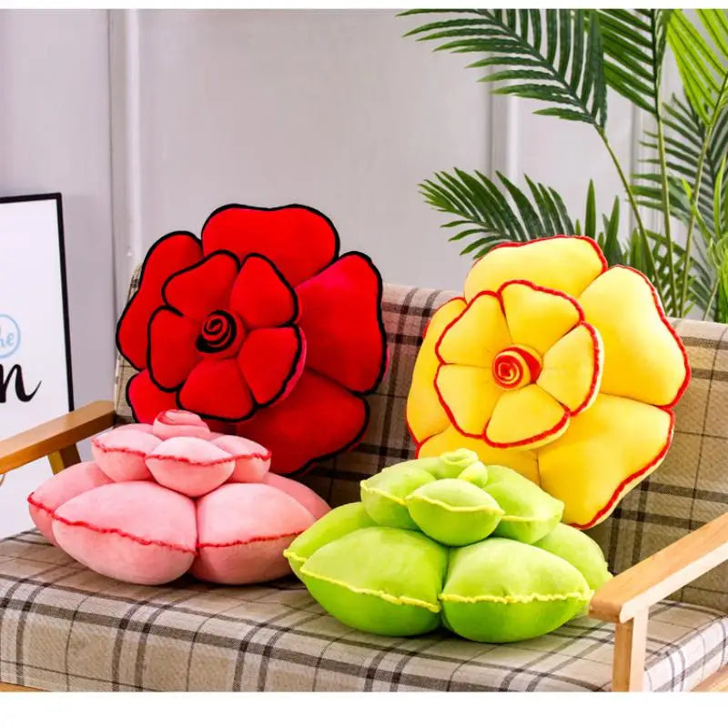 Large Rose Shaped Throw Pillow | Floral Decorative Sofa Cushion