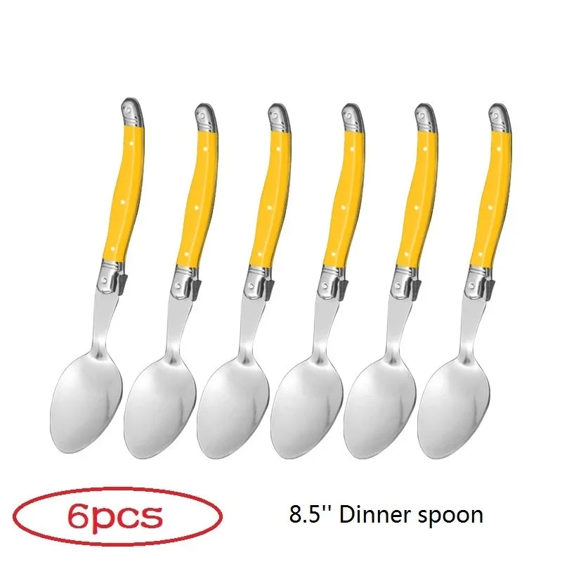 Laguiole Dinner Spoons Set of 6 – 8" Stainless Steel Tablespoons
