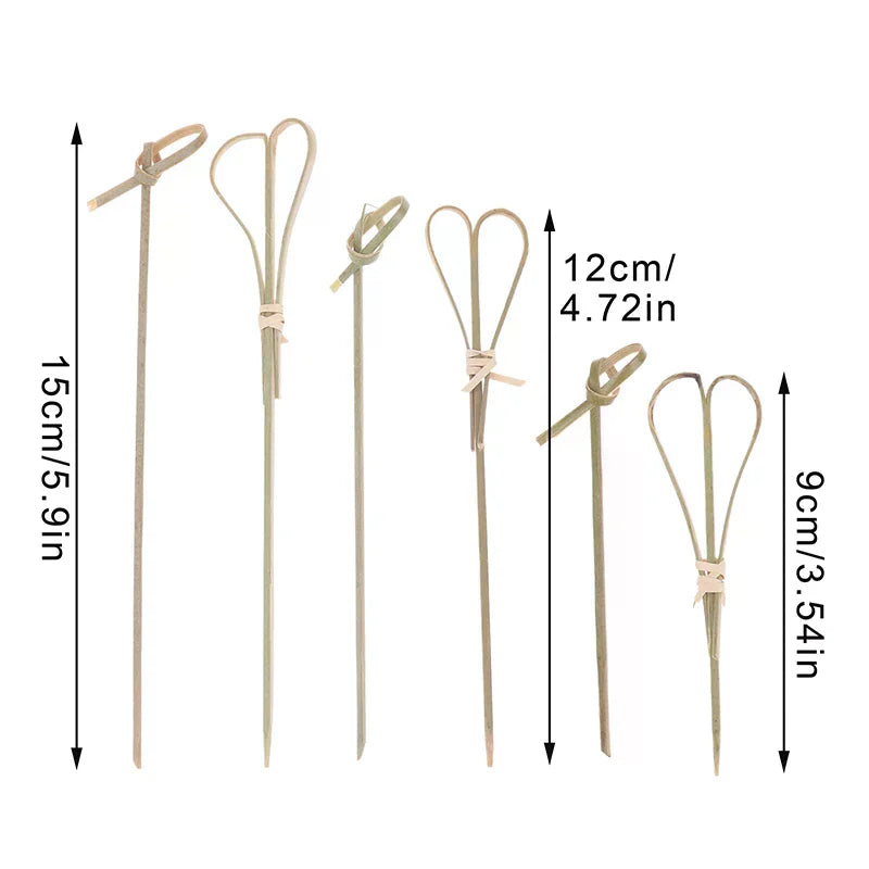 100 Bamboo Knot Skewers – Cocktail Picks & Fruit Forks