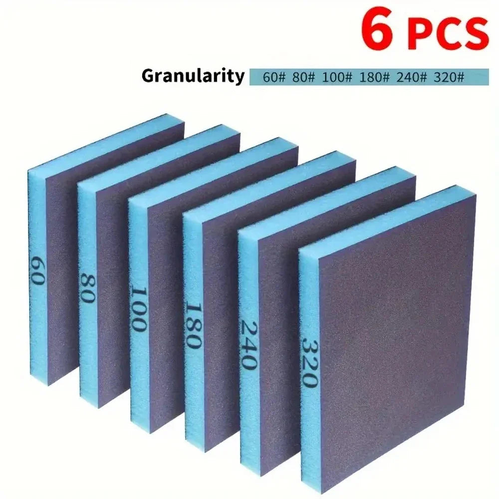 6-Pack Sanding Sponge Blocks 60–320 Grit | Wet & Dry Foam Pads