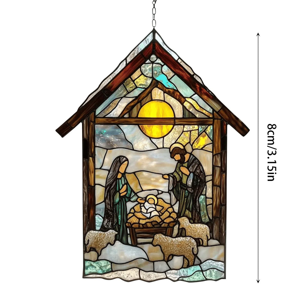 Nativity Scene Suncatcher – Stained Acrylic Window Ornament