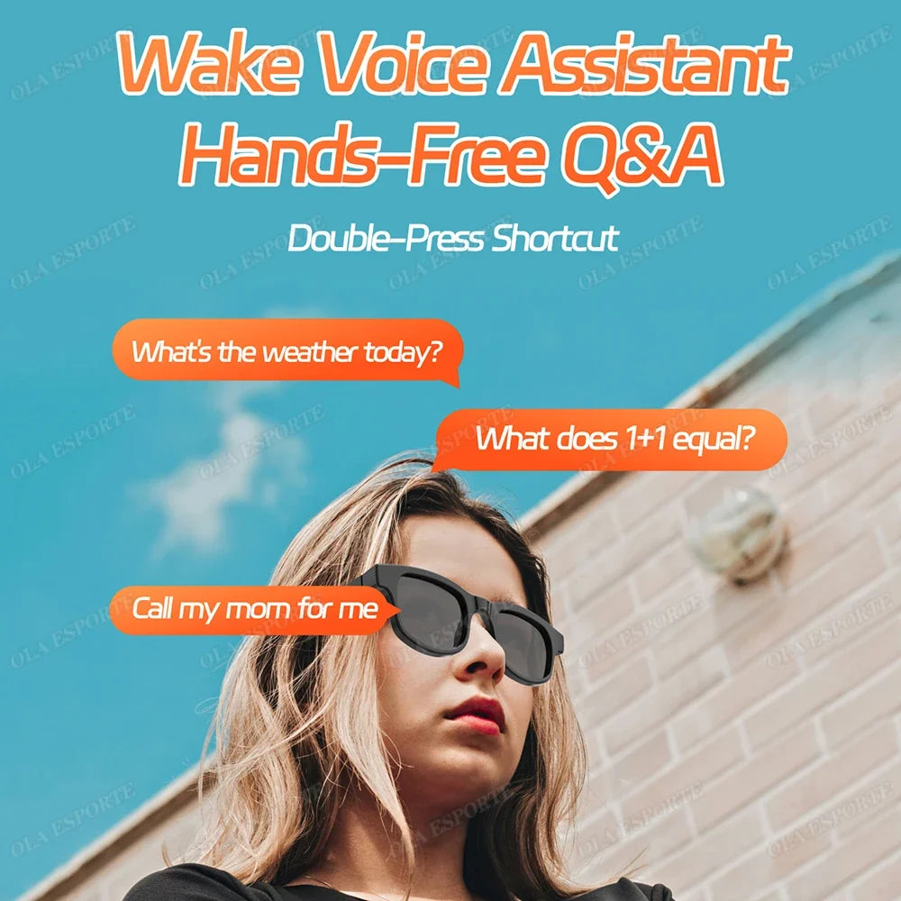Smart Glasses AI Voice Assistant Bluetooth HD Camera Sunglasses