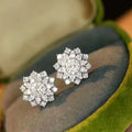 Huitan Flower CZ Stud Earrings – Dazzling Crystal Women's Studs