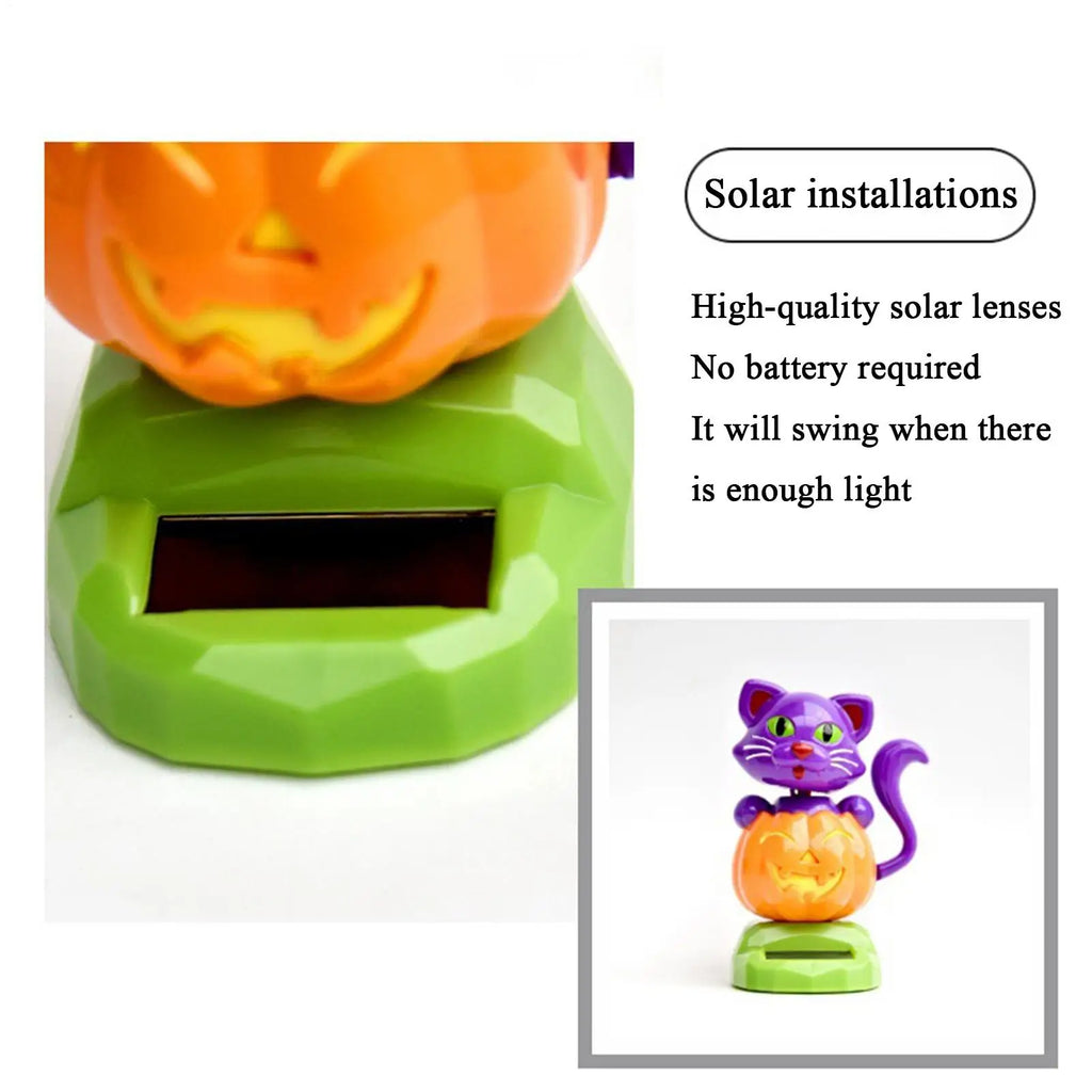 Solar Dancing Dolls Powered Shaking Head Pumpkin Cat Car Ornament