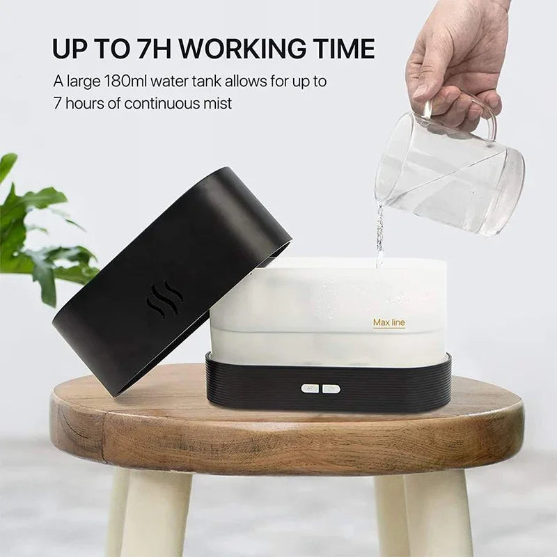 LED Flame Effect Ultrasonic Essential Oil Diffuser & Humidifier