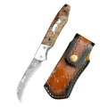 Damascus Steel Folding Knife – Sharp Wood Handle Kitchen Knife