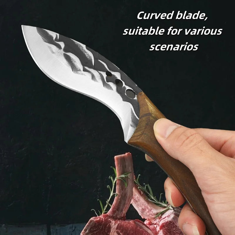 Forged Meat Cleaver & Boning Knife – Full Tang Sandalwood