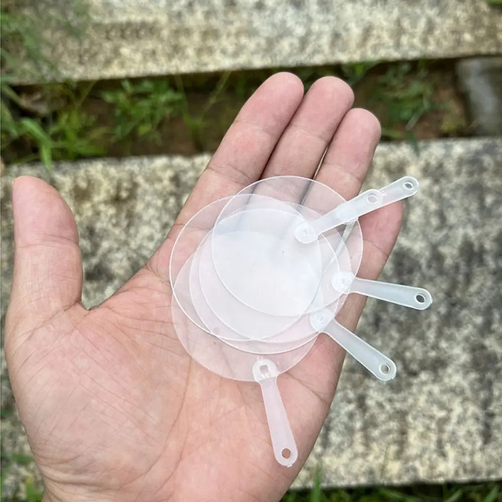 50-Pack Mini Transparent Acrylic DIY Blank Fans – Round Flower Heart