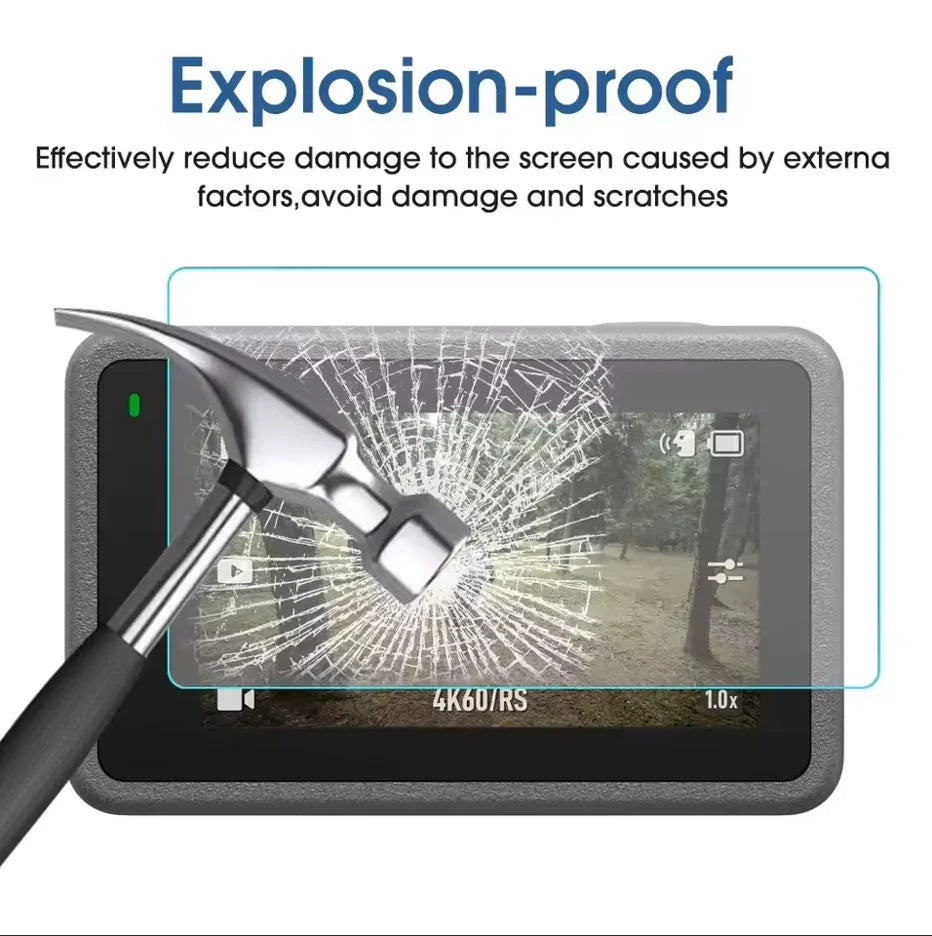 9H Tempered Glass Screen Protector for DJI Osmo Action 1–6 (2 Sets)