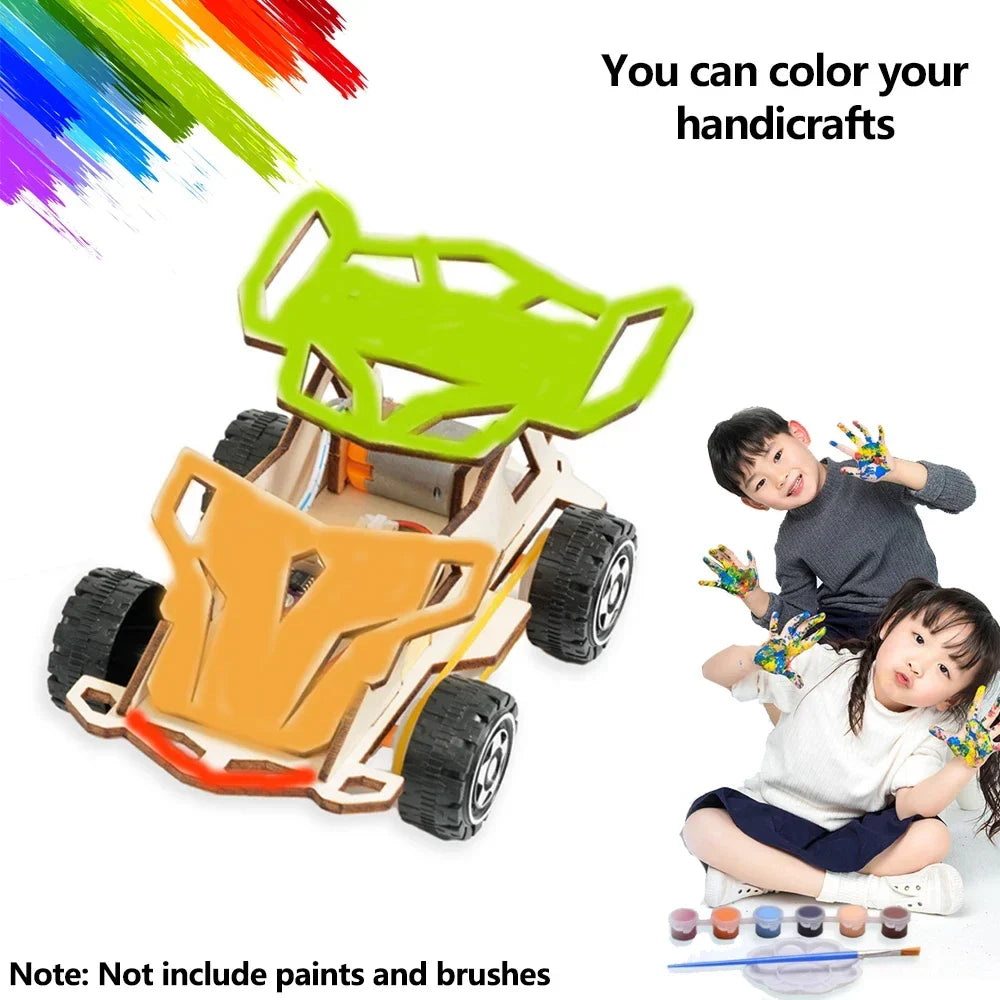 DIY Wooden RC Car Kit – 4WD STEM Educational Toy Ages 14+