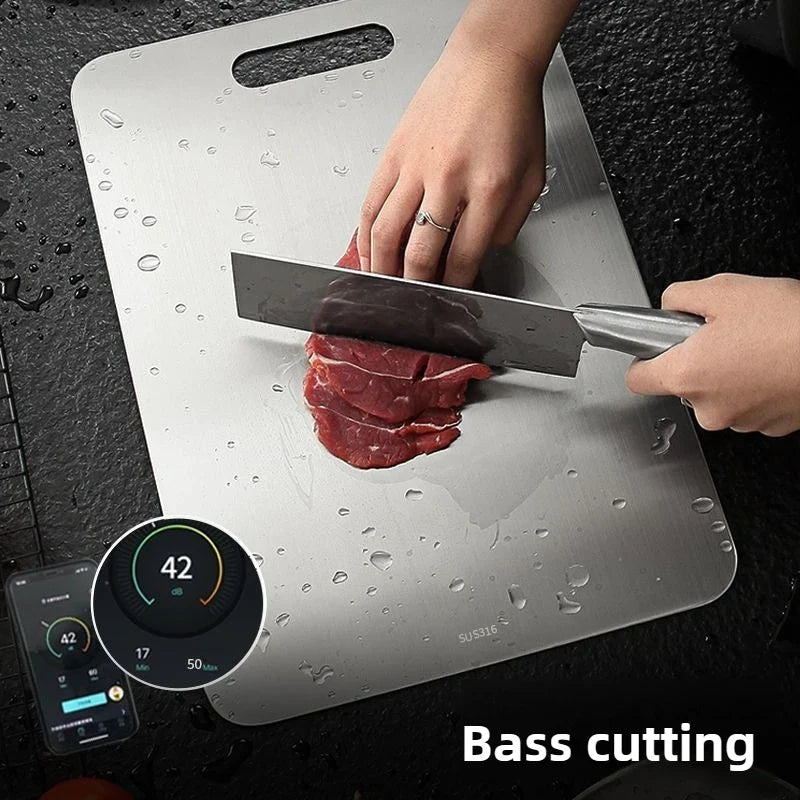 316 Stainless Steel Cutting Board – Reversible 2-in-1 Non-Slip