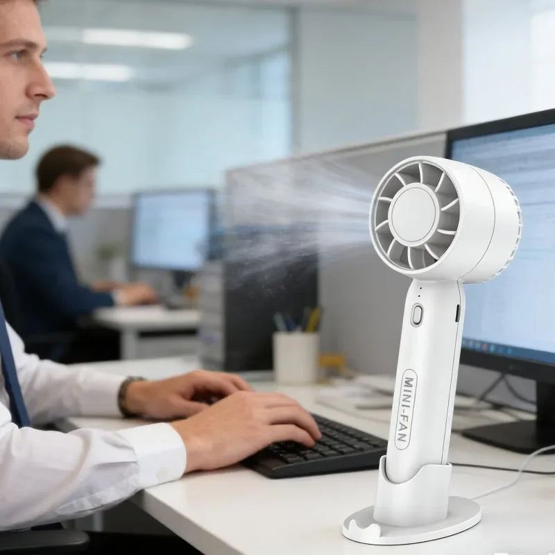 Mini USB Rechargeable Handheld Fan – 3 Speed Portable Desk Fan