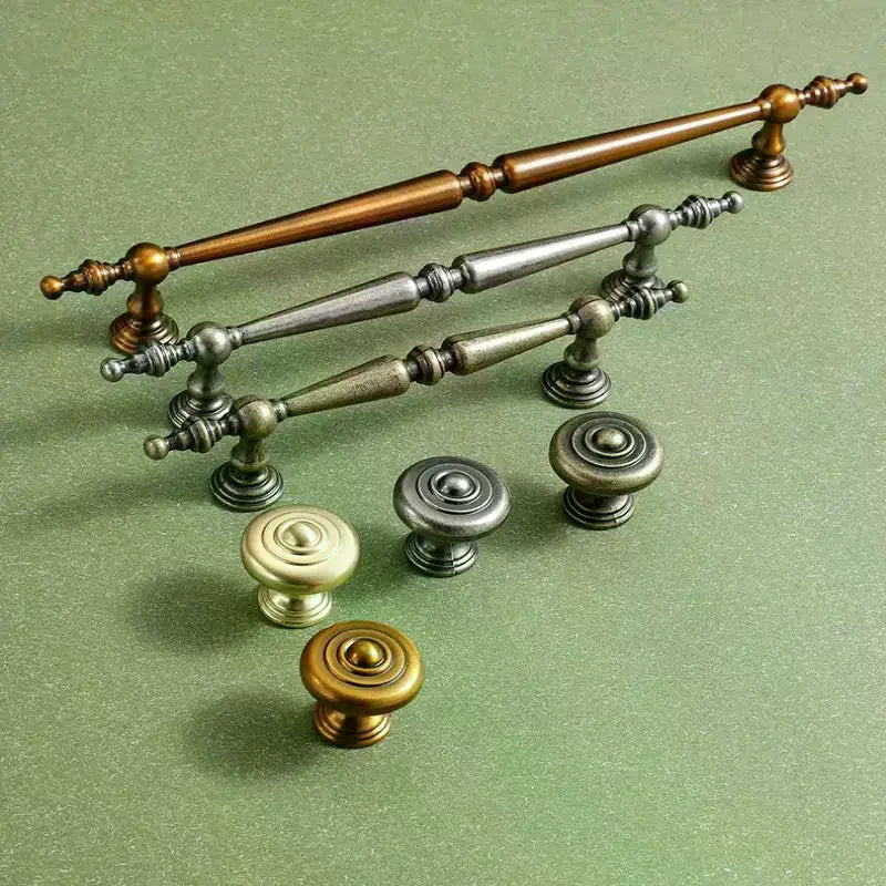 Antique Bronze Brass Cabinet Drawer Pull Handle & Knob