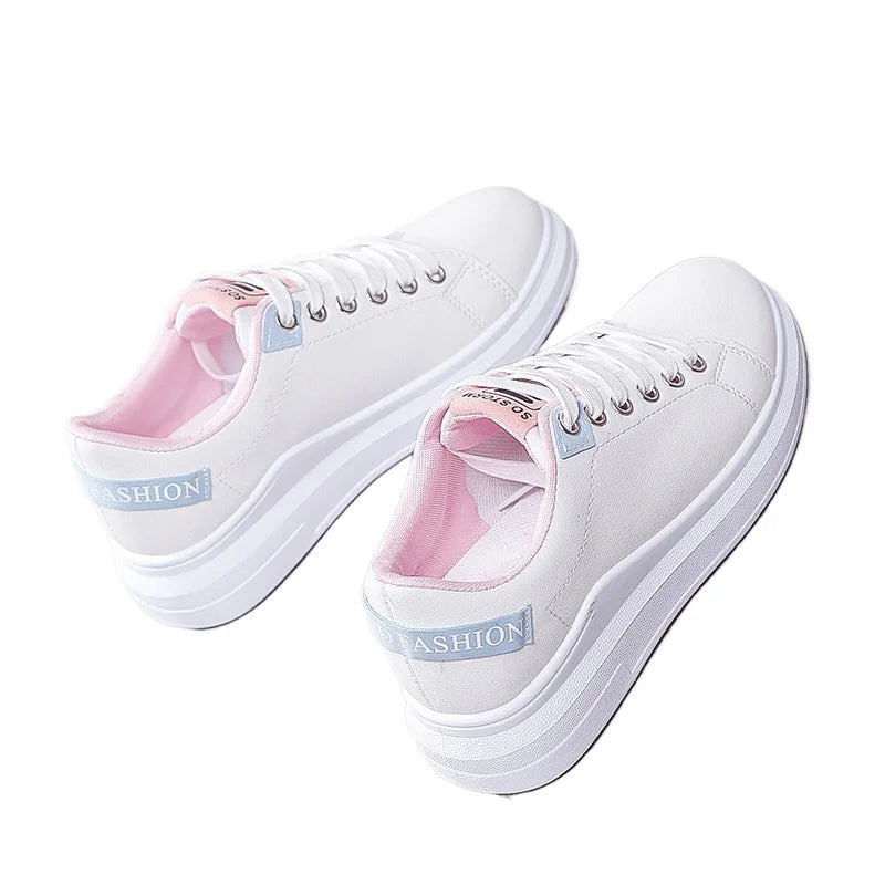 YBQJOO Women's Low-Cut Casual Non-Slip White Sneakers