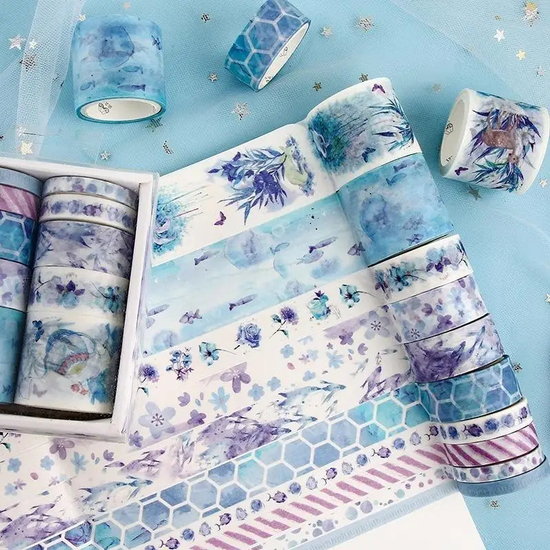 10-Piece Kawaii Washi Tape Set – Sea & Forest DIY Craft Series