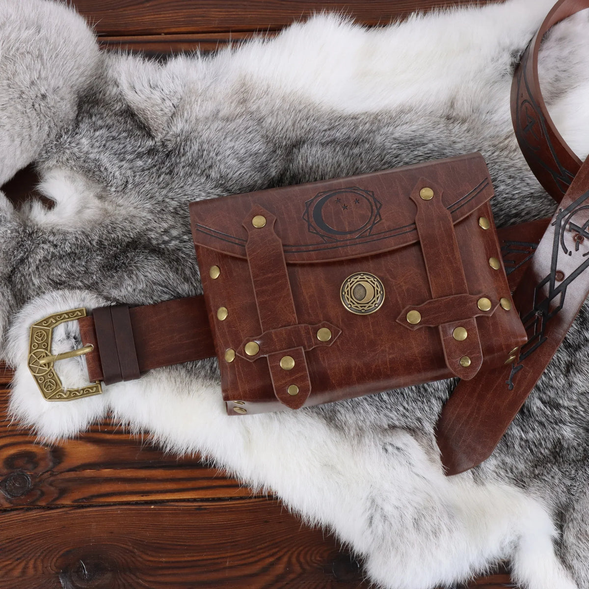 Medieval Viking Knight Belt Retro Waist Bag Copper Coin Renaissance
