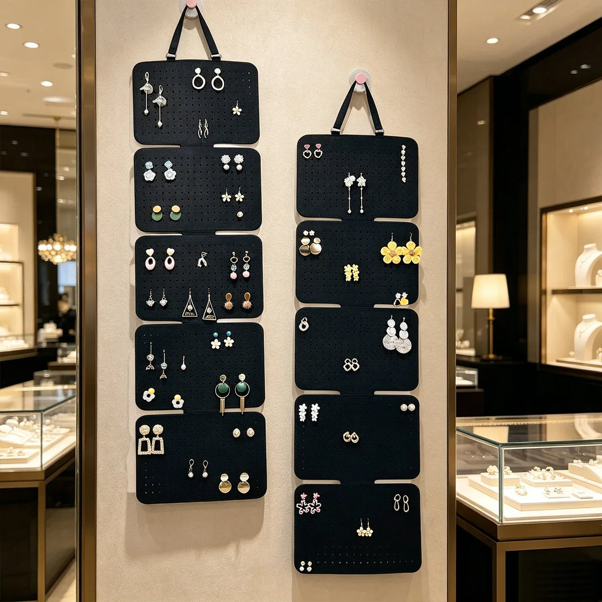 Black 5-piece Hanging Earring Storage Bag Foldable Jewelry Display