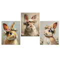 Vintage Floral Rabbit Canvas Wall Art | Bunny Flower Crown Print