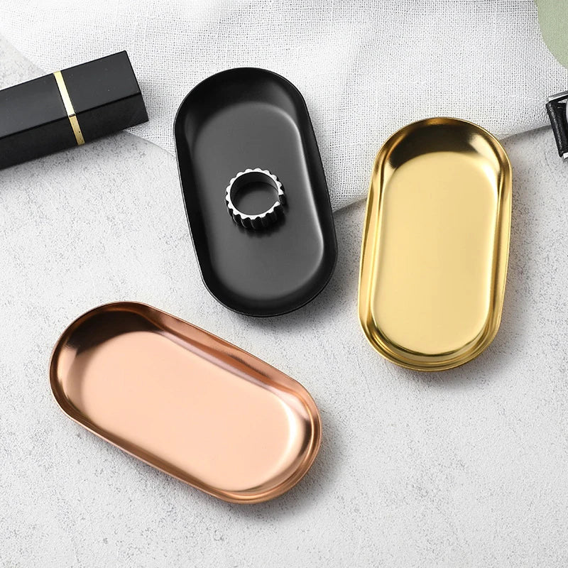 Stainless Steel Cosmetic Storage Tray False Nails Dish Tools Nail Art