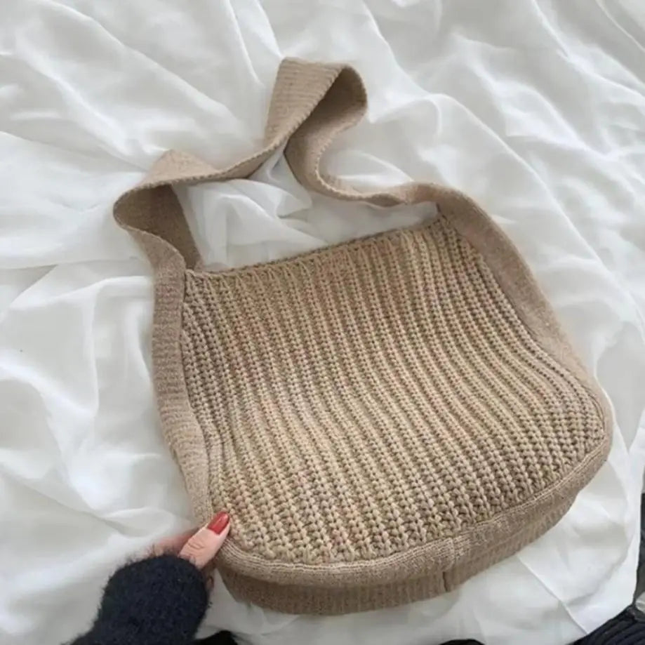 Women's Large Crochet Tote Bag – Hollow Woven Shoulder Handbag