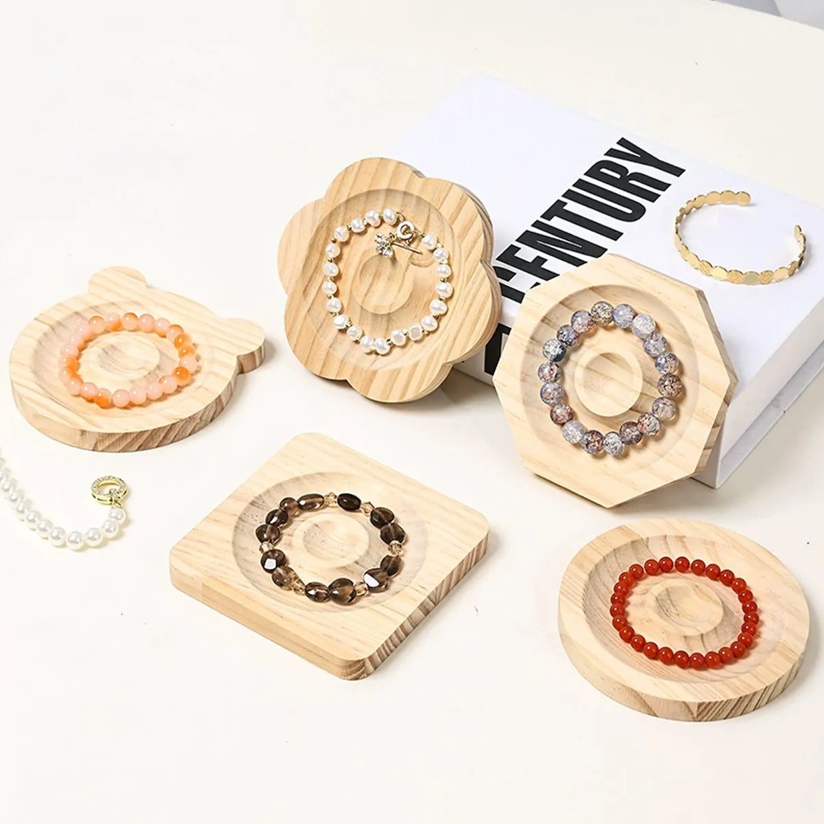 Wooden Jewelry Display Tray Bracelet Bead Decoration Rack Handicraft