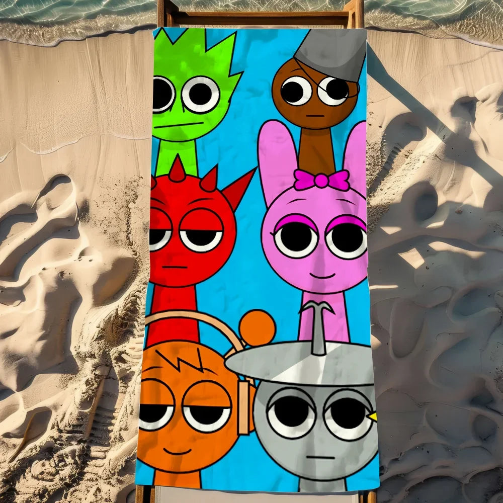 Sprunki Pattern Quick-Dry Beach Towel | Pool, Gym & Travel