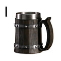 Viking Wood Barrel Beer Mug 600ml – Double Wall Stainless Steel