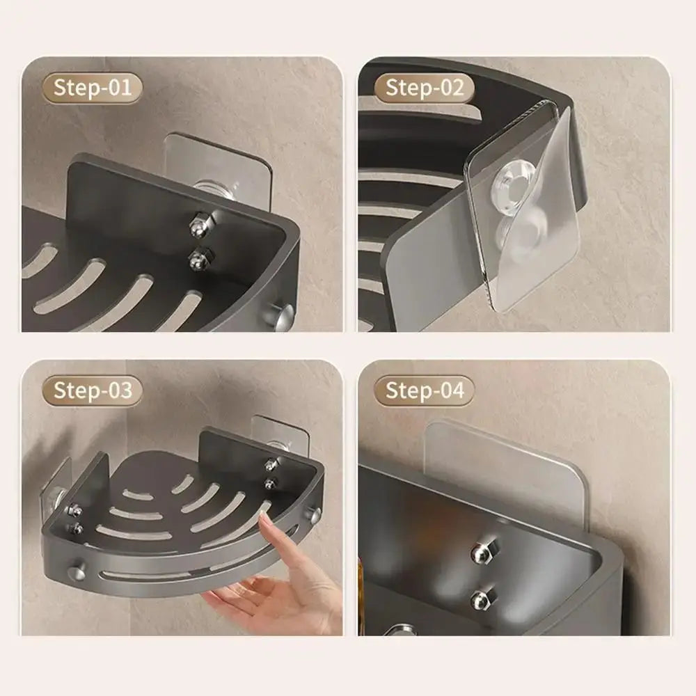 1 2 Portable Punch-free Bathroom Shelves Wall-mounted Large Capacity