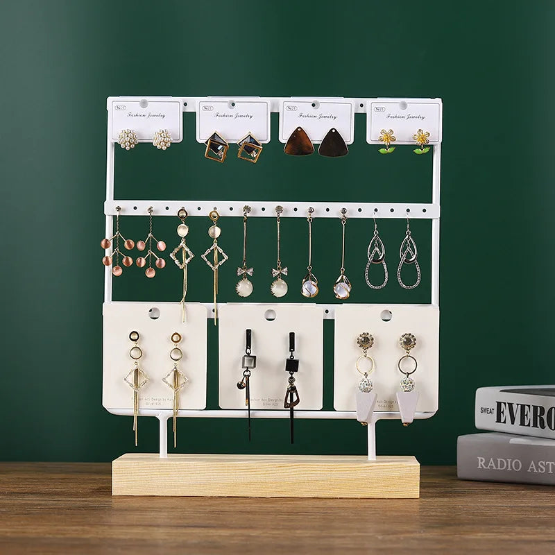 Solid Wood Iron Earring Holder Rack – Multi-Tier Jewelry Display