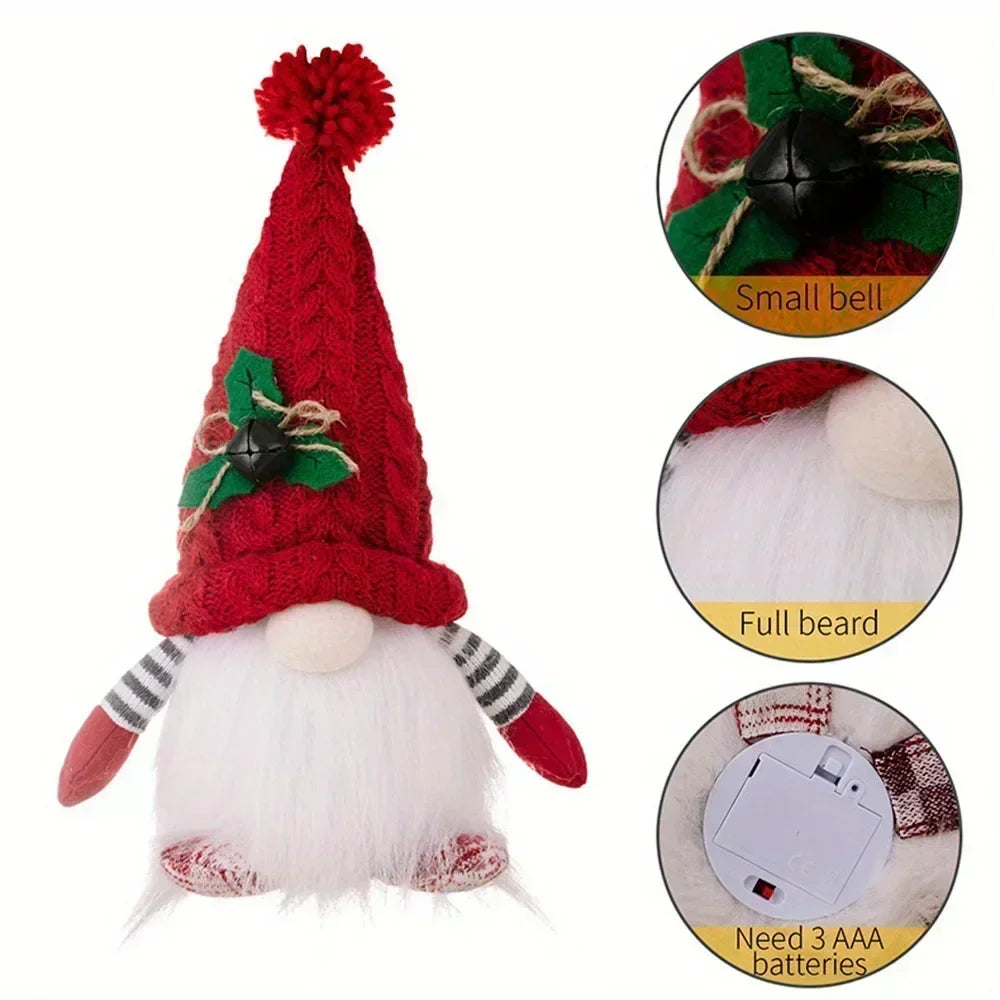 Santa Gnome Christmas Ornament – Lantern Dwarf Knitted Hat Doll