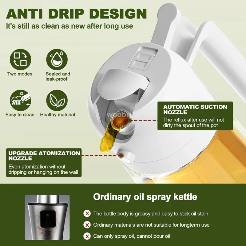 2-in-1 Oil Sprayer Bottle 500ml – Air Fryer, BBQ & Kitchen
