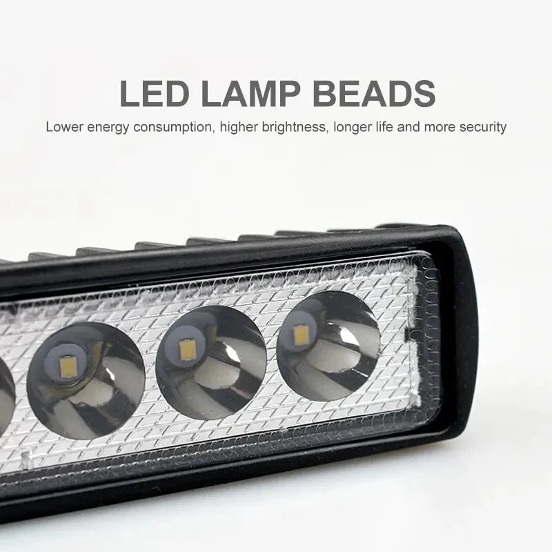 LED Work Light Bar 6000K 12V IP67 Flood Beam Off-Road Lamp