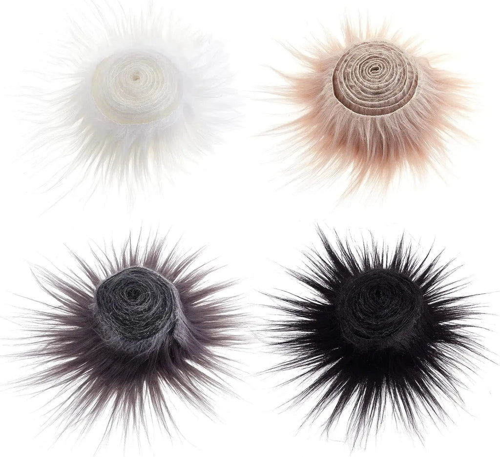 Faux Fur Fabric Strips – 4 Colors Shaggy Plush Craft Patches