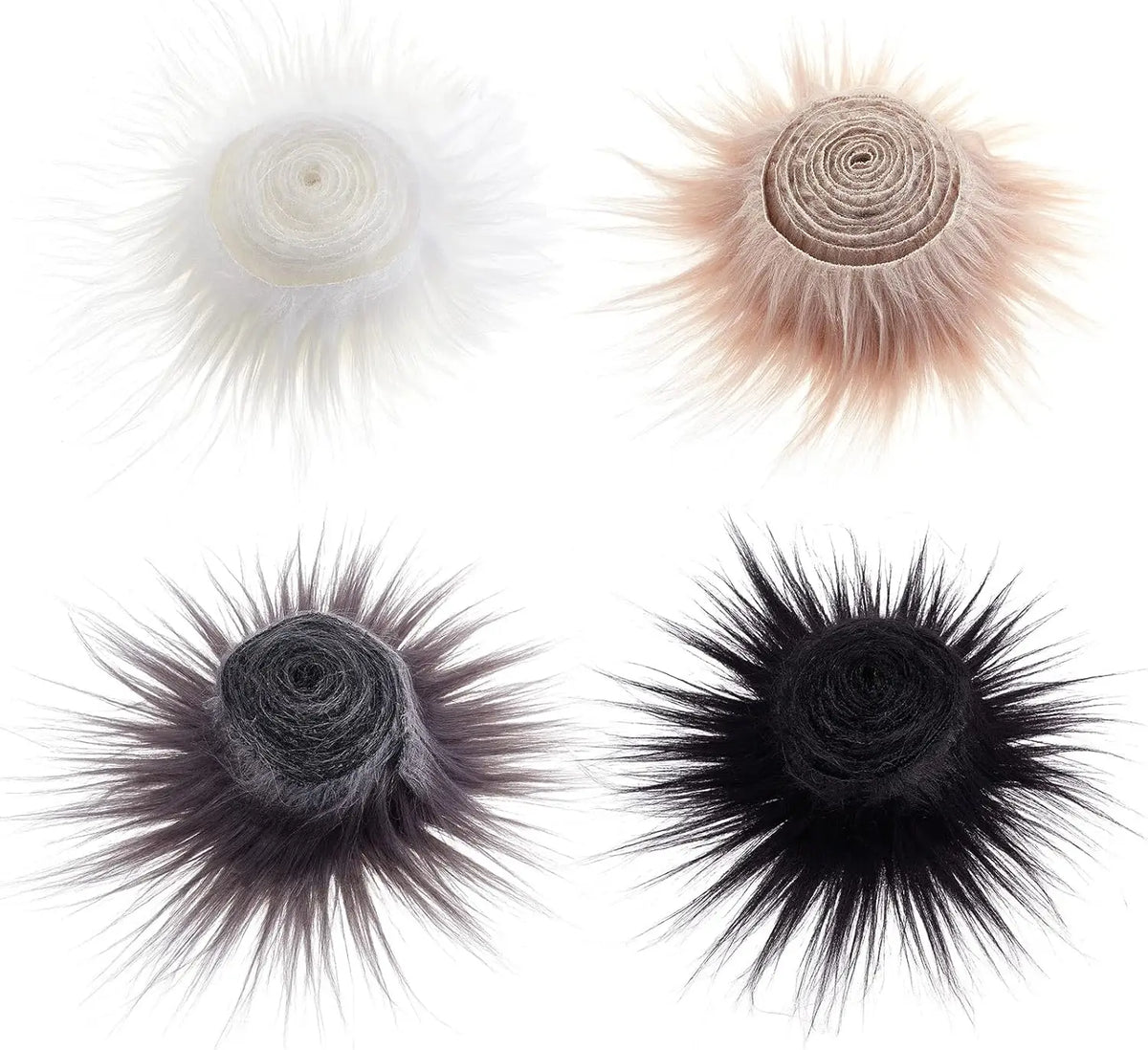 Faux Fur Fabric Strips – 4 Colors Shaggy Plush Craft Patches