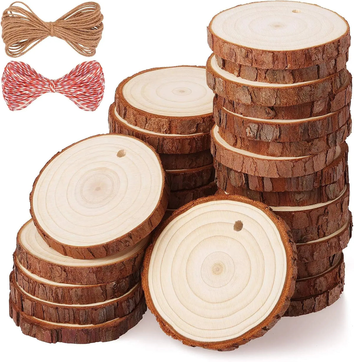 Natural Wood Slices Craft Hole Wooden Circles Tree Arts DIY Crafts