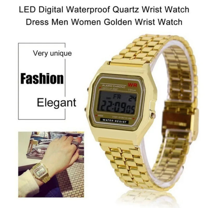 Multifunction LED Digital Sports Watch – Men & Women Steel Strap