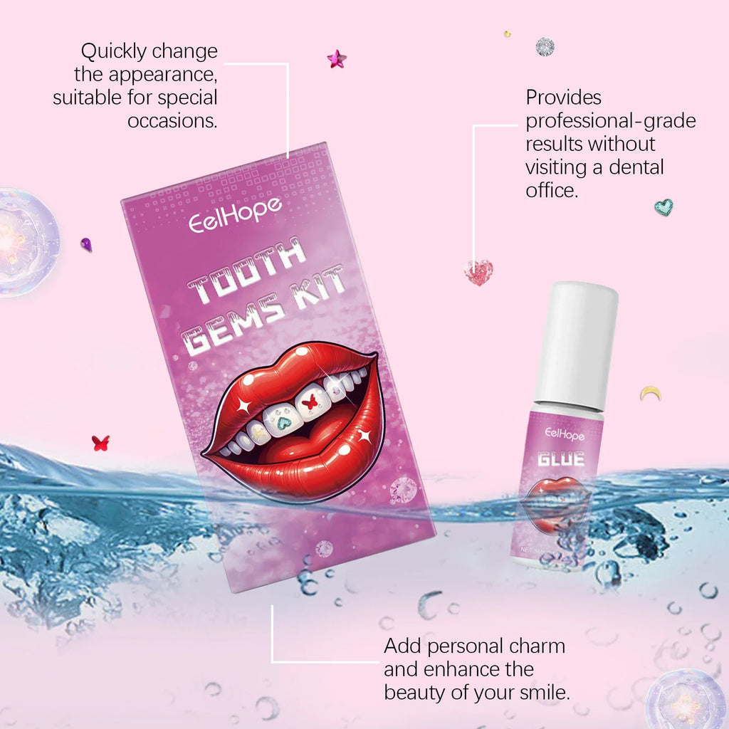 EELHOPE Tooth Gems Kit – UV Lamp, Glue & Gem Pen DIY Set