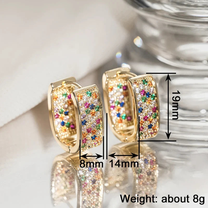 Huitan Women's Colorful CZ Hoop Earrings | Sparkling Fashion