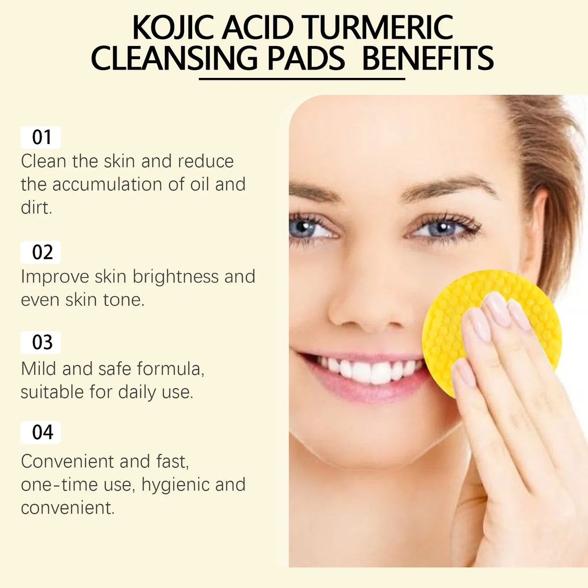 Turmeric Kojic Acid Cleansing Pads – Brighten & Exfoliate 60ct